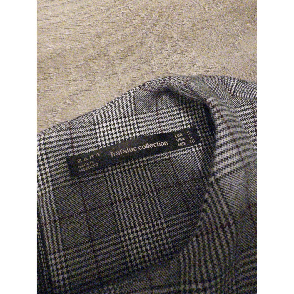 Zara Dress Women Small Grey Glen Plaid Long Sleeve Shift Mini - Picture 5 of 7